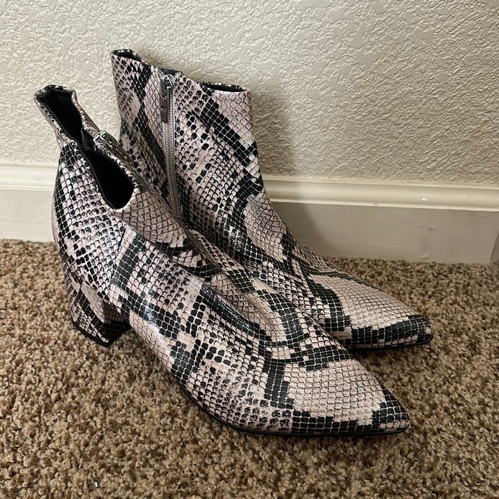 Marc Fisher Snake Print Ankle Boots
